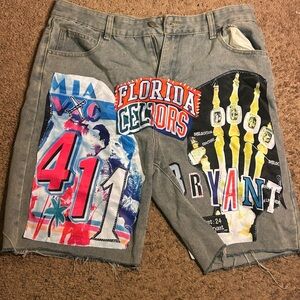 One-of-One Custom Flame Denim Shorts
